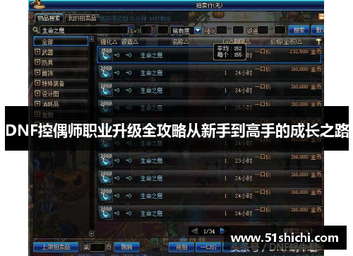 DNF控偶师职业升级全攻略从新手到高手的成长之路